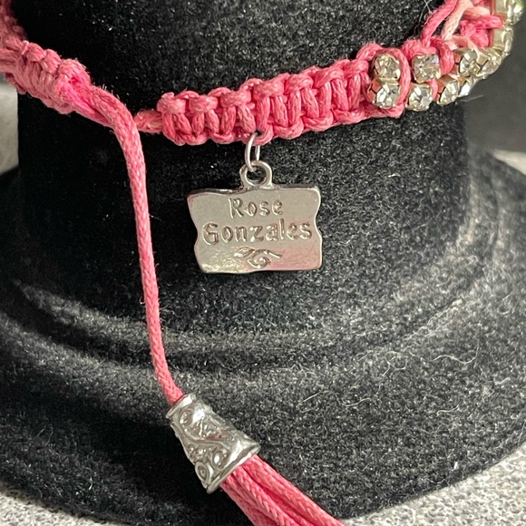 Rose Gonzales Pink Braided String Bling Bracelet - Picture 7 of 10